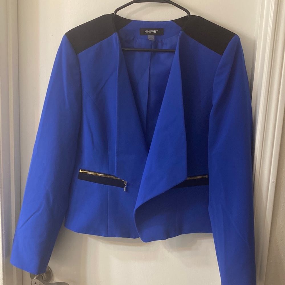 Nine West Asymmetrical Open Blazer Jacket size 8